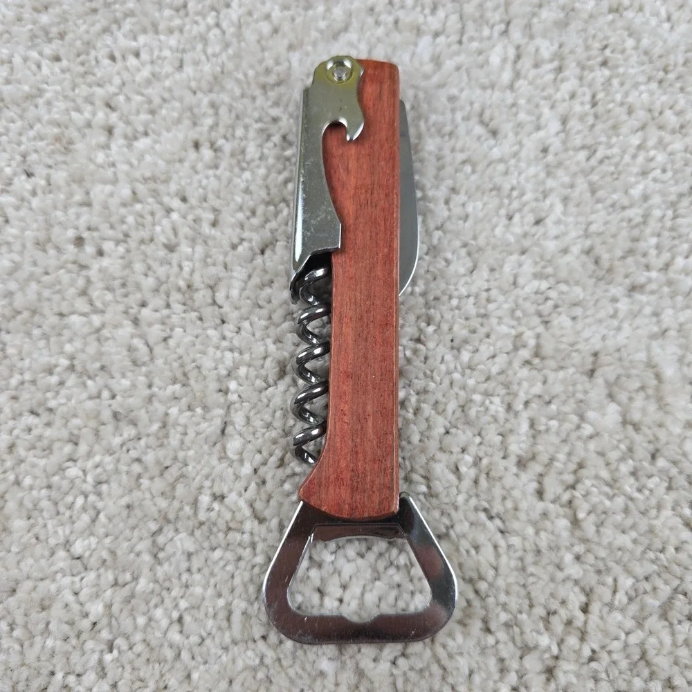 Wedding‎ Wine Opener Brown Wood Stainless Steel Waiter Corkscrew Bottle Opener